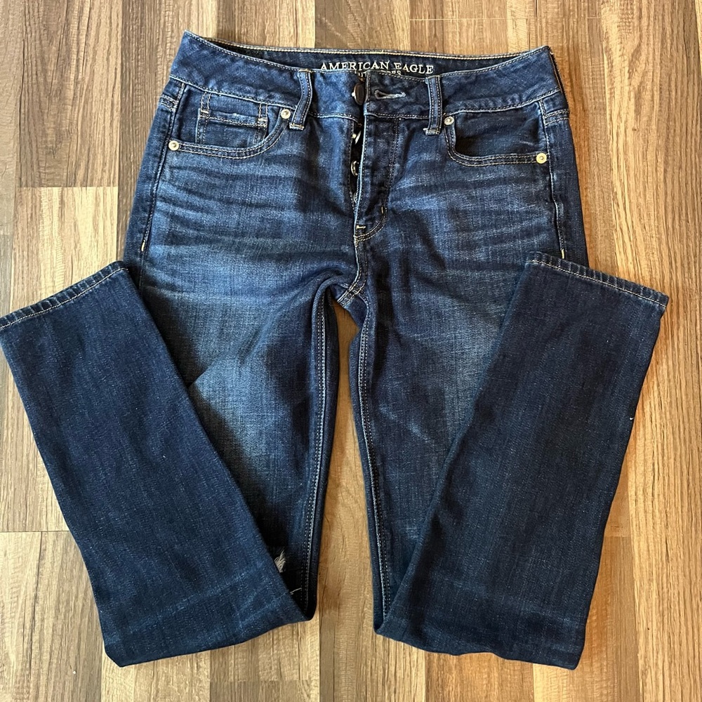 American Eagle Outfitters Tomgirl Distressed Button Fly Jeans SZ 0 - Picture 3 of 11